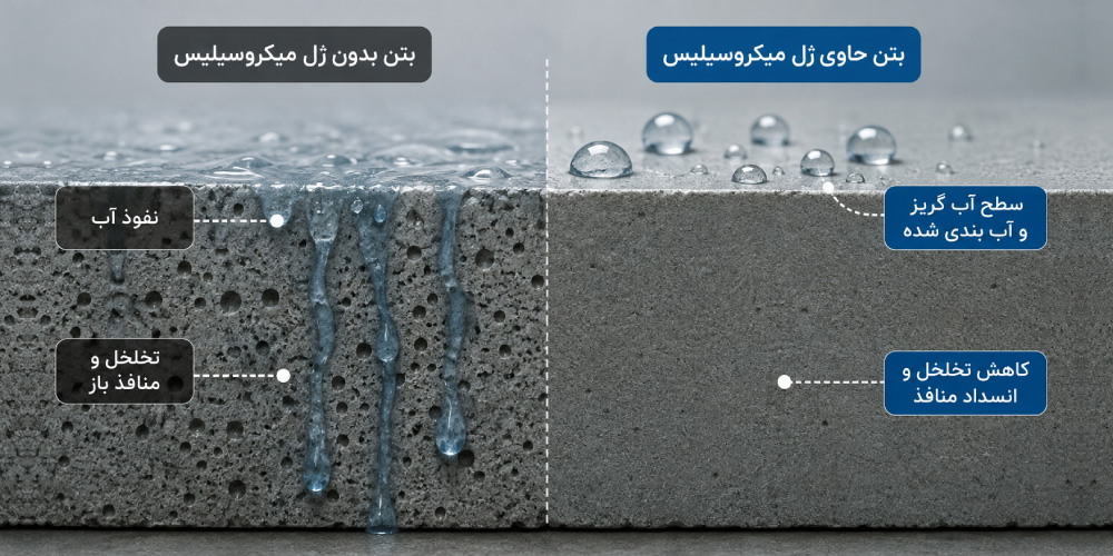تاثیر ژل میکروسیلیس در آب بندی بتن